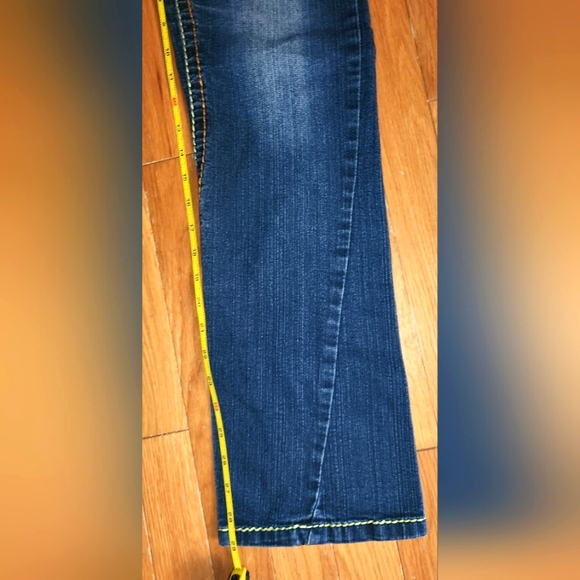 VINTAGE TRUE RELIGION RAINBOW FLAP POCKETS SIZE 28X28 Dark wash johnny - Picture 15 of 16